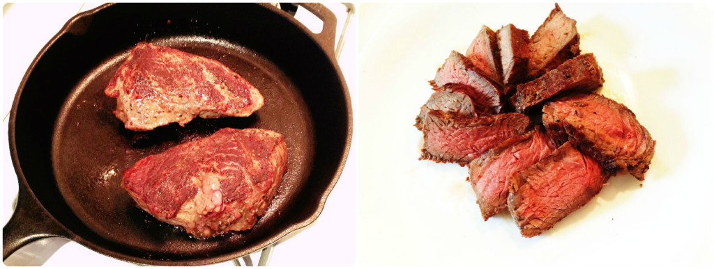 用鑄鐵鍋可以容易煎出表面金黃肉質柔嫩的牛排