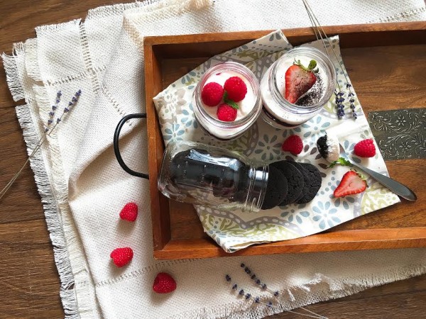 甜點。超可愛玻璃罐覆盆子起士蛋糕（免烤箱）